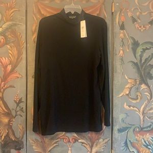 Tencel and cashmere long sleeved black turtleneck